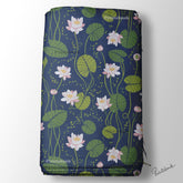 Navy Blue Pink Lotus Floral Pichwai Digital Printed Fabric Material